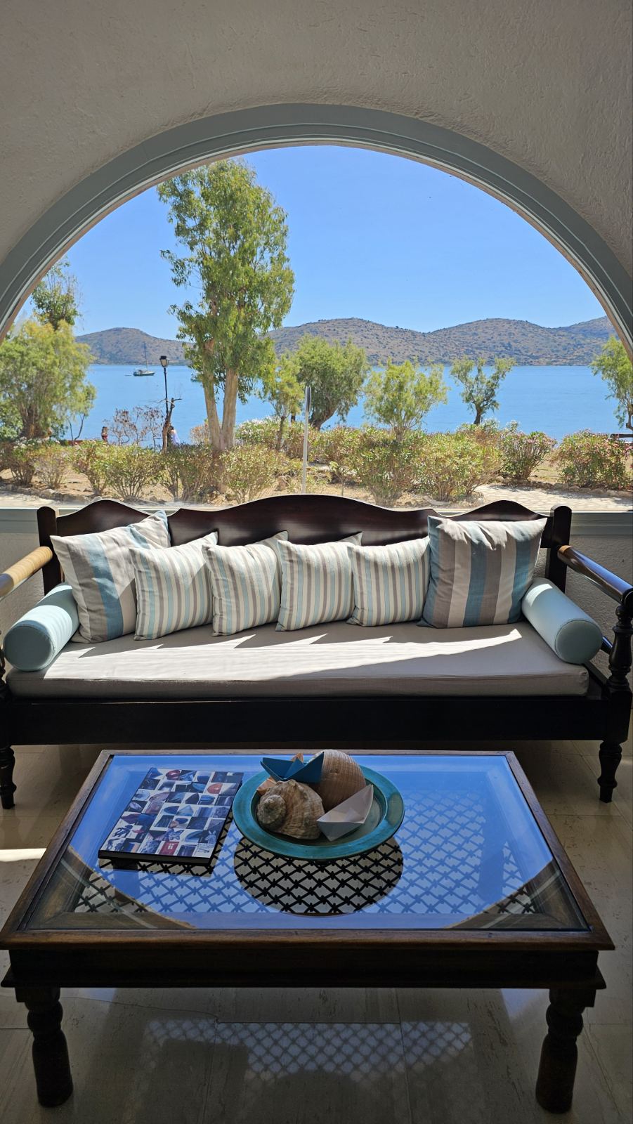 Breakfast served by the pool in Elounda